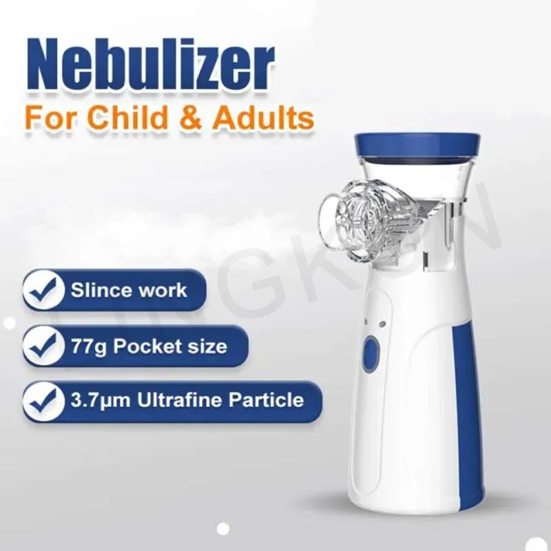 Nebulizador Médico Portátil de Malha Silenciosa – Inalador para Asma, Crianças e Adultos | Mini Atomizador USB com Umidificação