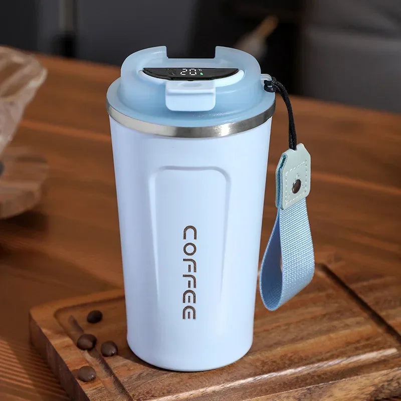 ☕ Caneca Térmica de Café em Aço Inoxidável – 380ml ou 510ml | Copo com Display Digital de Temperatura | Garrafa Térmica Isolada para Bebidas Quentes e Frias