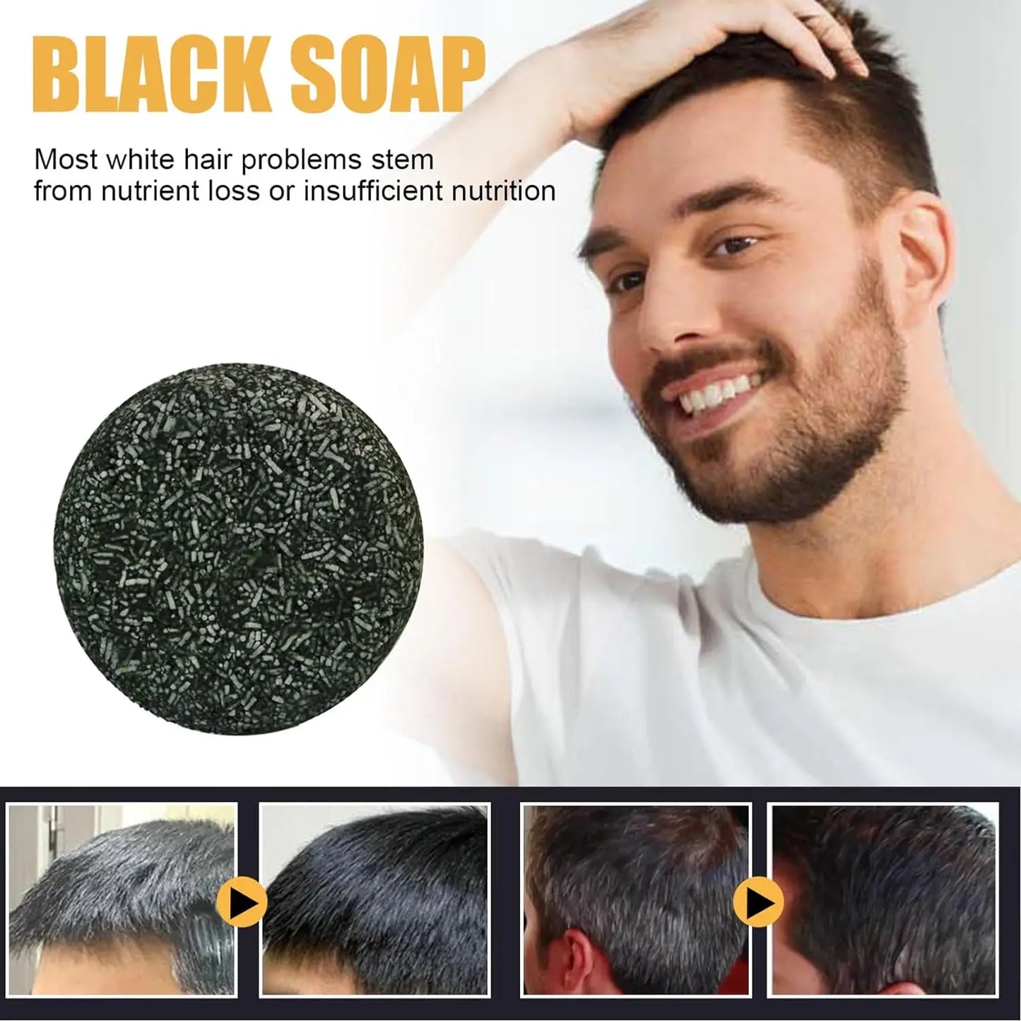 Barra de Shampoo para Cobertura de Cabelos Grisalhos – Reparação, Nutrição e Escurecimento Natural