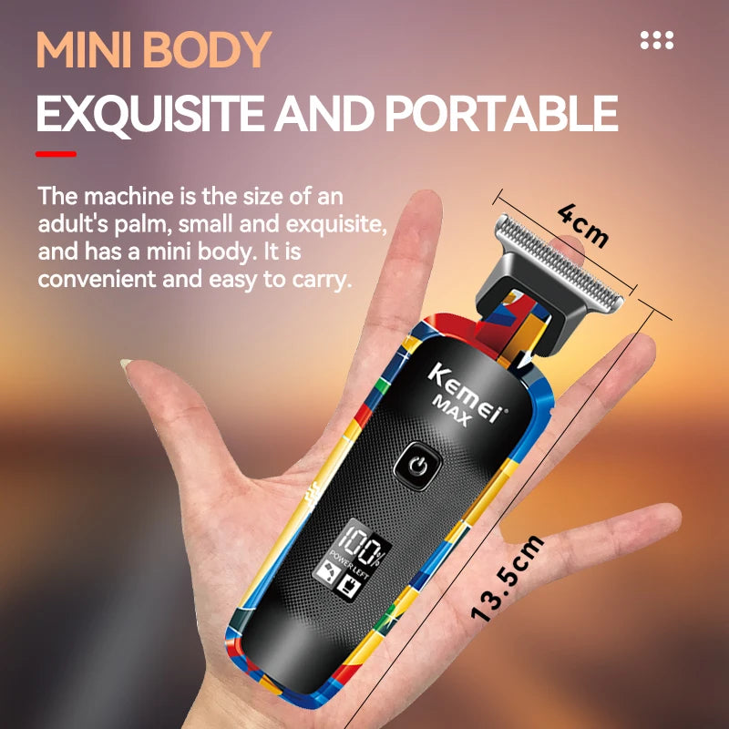 Kemei elétrica clippers moda graffiti usb barbear empurrador elétrico led lcd display digital barbeiro profissional KM-max5090