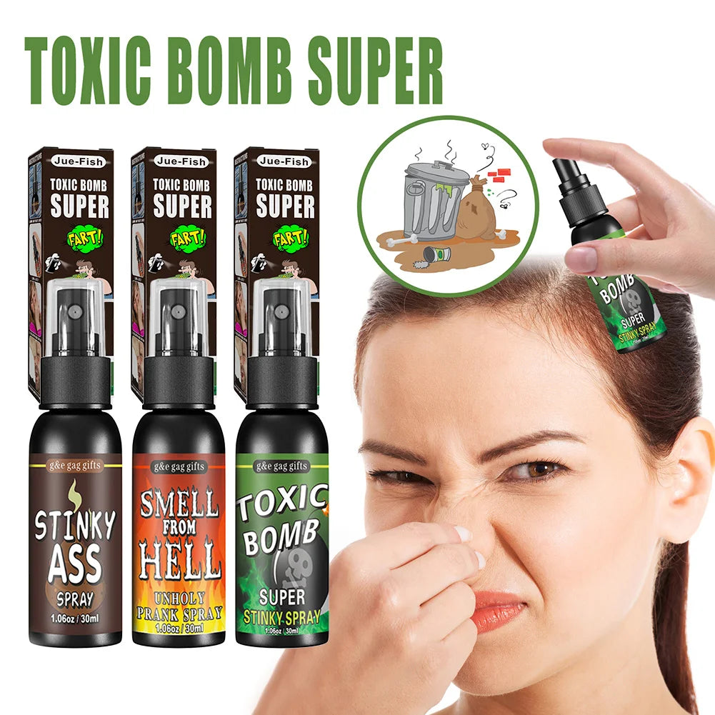 Plastic Gag Spray Can para adultos e crianças, não tóxico, brinquedos engraçados, fedido, brincadeira, festa de Halloween, 30ml