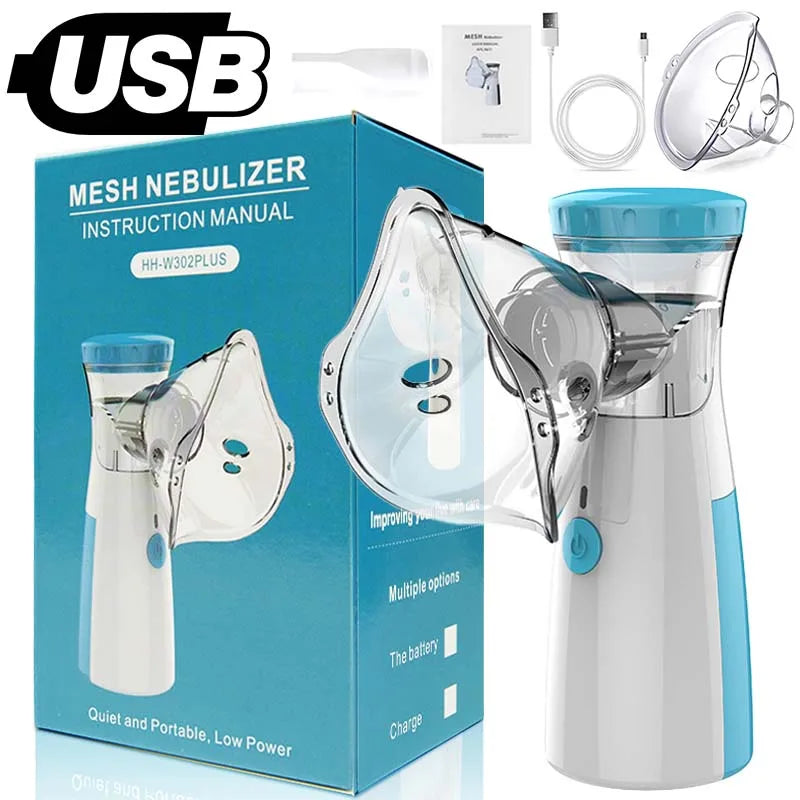 Nebulizador Médico Portátil de Malha Silenciosa – Inalador para Asma, Crianças e Adultos | Mini Atomizador USB com Umidificação