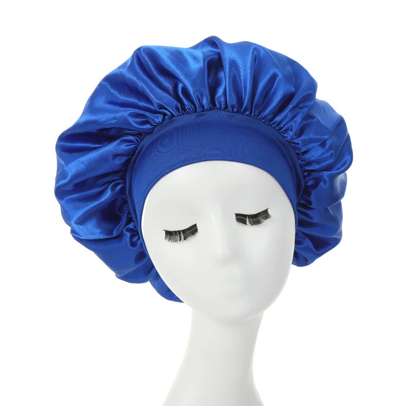 Touca de cabelo feminina para dormir à noite, touca de seda de cetim com dupla camada ajustável, chapéu para banho, acessórios para estilizar cabelos cacheados