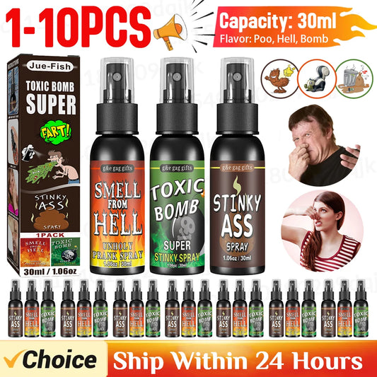 Plastic Gag Spray Can para adultos e crianças, não tóxico, brinquedos engraçados, fedido, brincadeira, festa de Halloween, 30ml