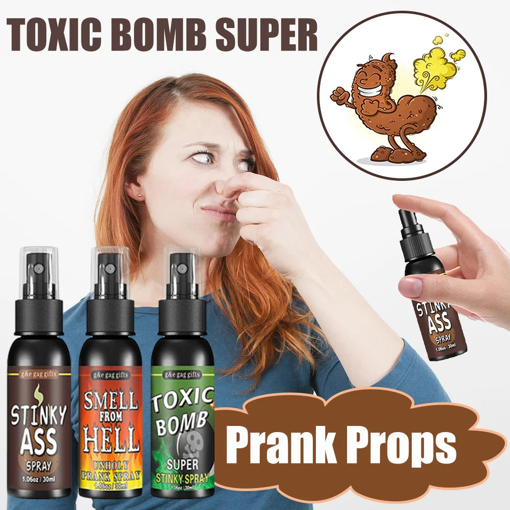 Plastic Gag Spray Can para adultos e crianças, não tóxico, brinquedos engraçados, fedido, brincadeira, festa de Halloween, 30ml