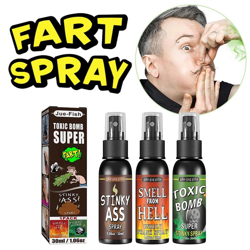 Plastic Gag Spray Can para adultos e crianças, não tóxico, brinquedos engraçados, fedido, brincadeira, festa de Halloween, 30ml