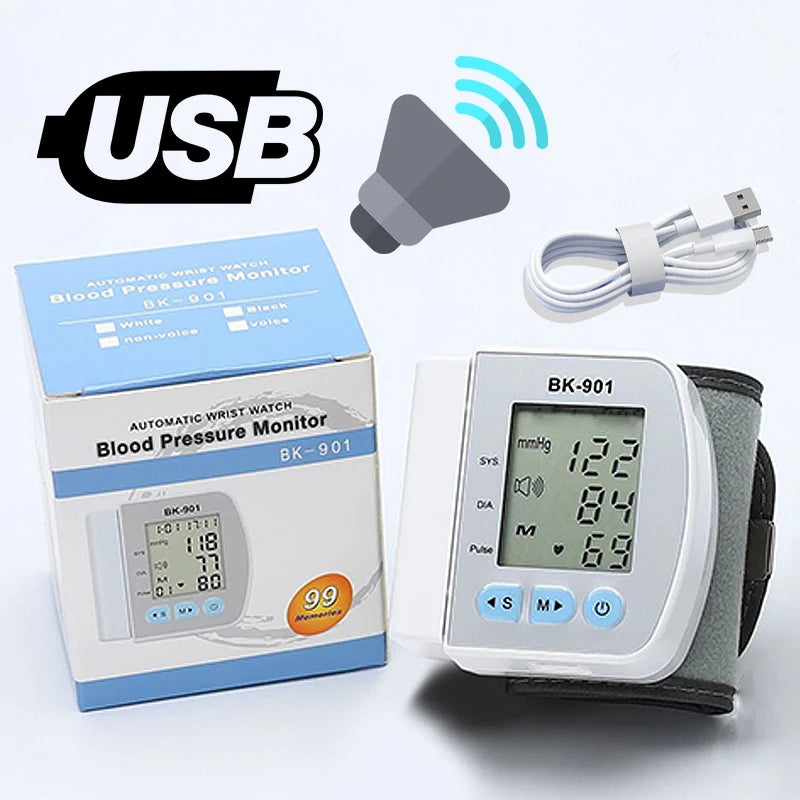 Monitor de Pressão Arterial de Pulso Digital – Medidor com Tela LCD, Frequência Cardíaca e Pulso | Portátil e Fácil de Usar