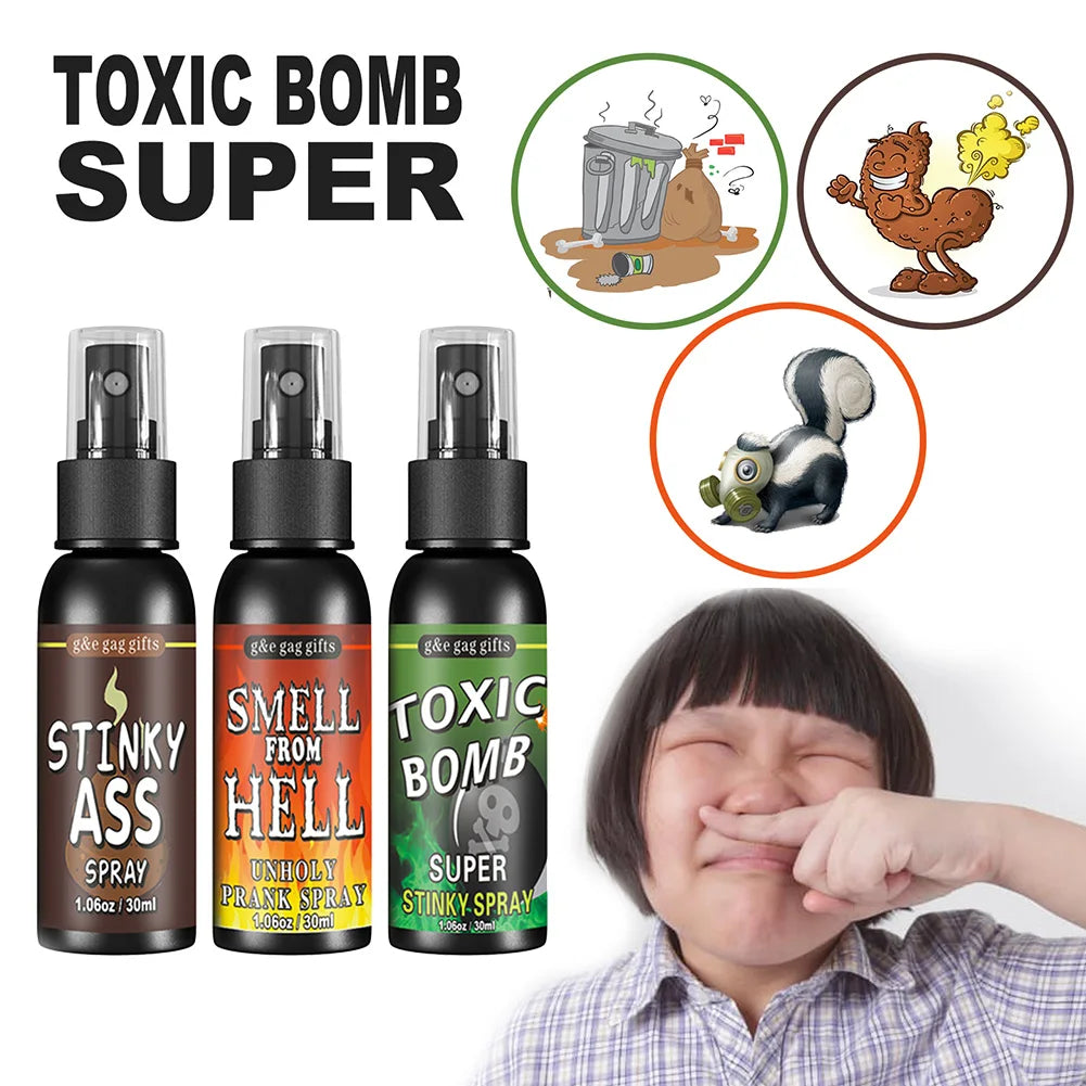 Plastic Gag Spray Can para adultos e crianças, não tóxico, brinquedos engraçados, fedido, brincadeira, festa de Halloween, 30ml