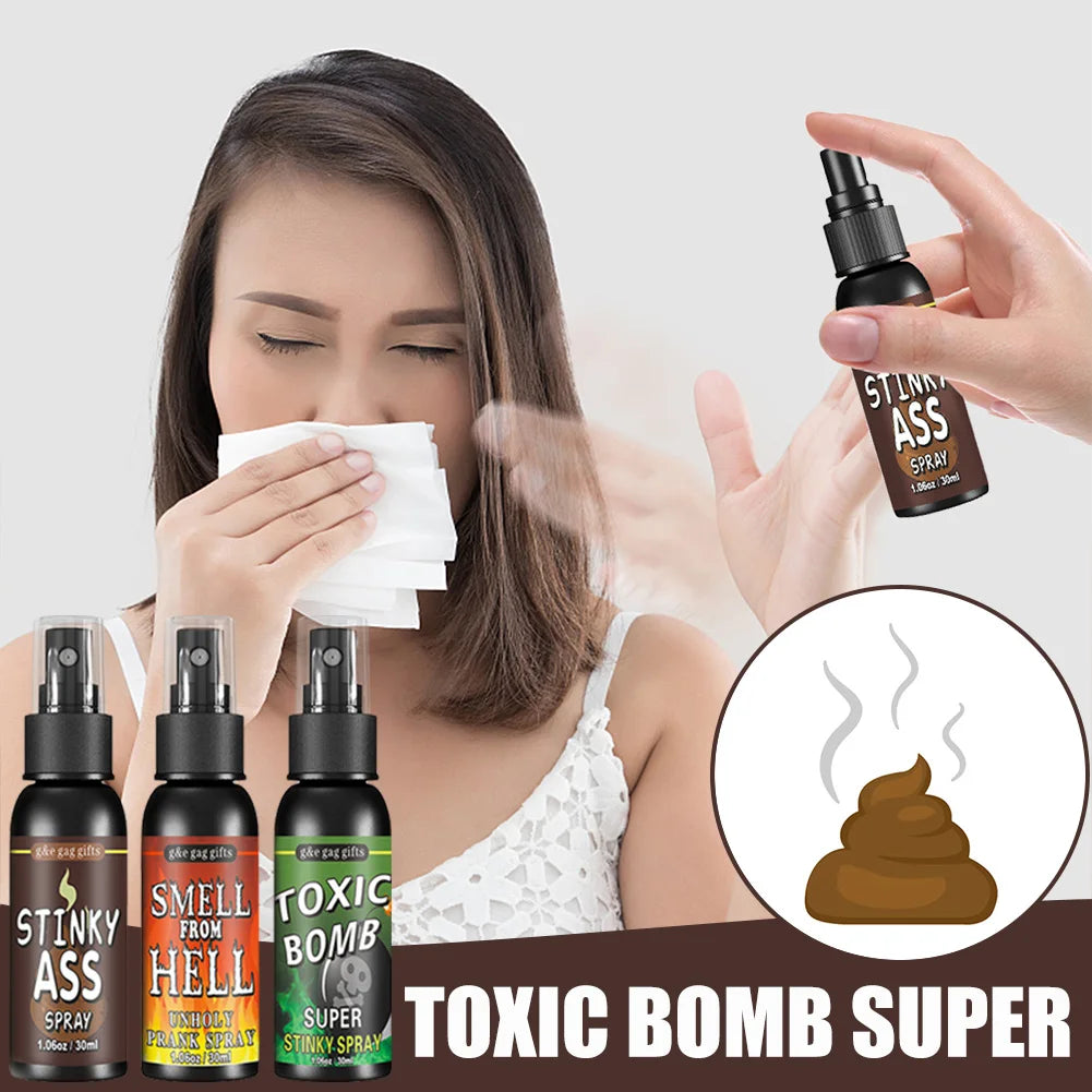 Plastic Gag Spray Can para adultos e crianças, não tóxico, brinquedos engraçados, fedido, brincadeira, festa de Halloween, 30ml