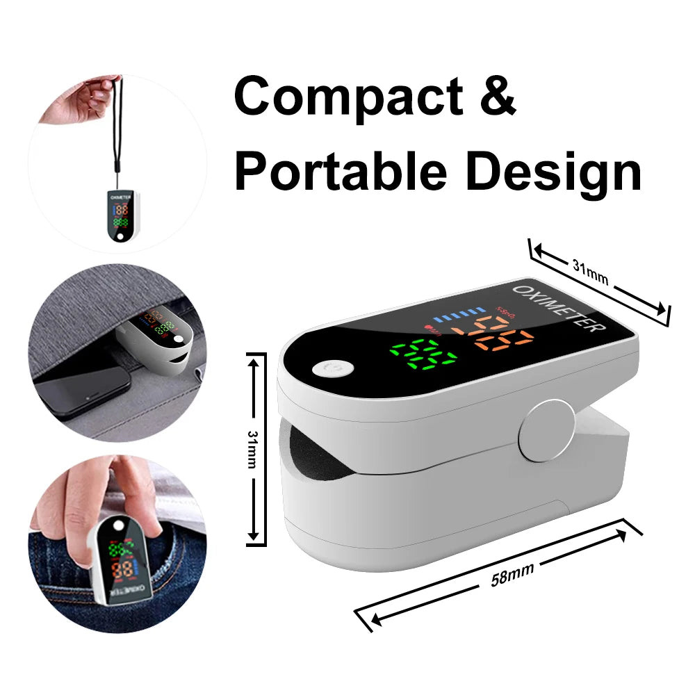 🩺 Oxímetro de Pulso Portátil – Medidor de Saturação de Oxigênio (SpO2) e Frequência Cardíaca com Display LED | Uso na Ponta do Dedo