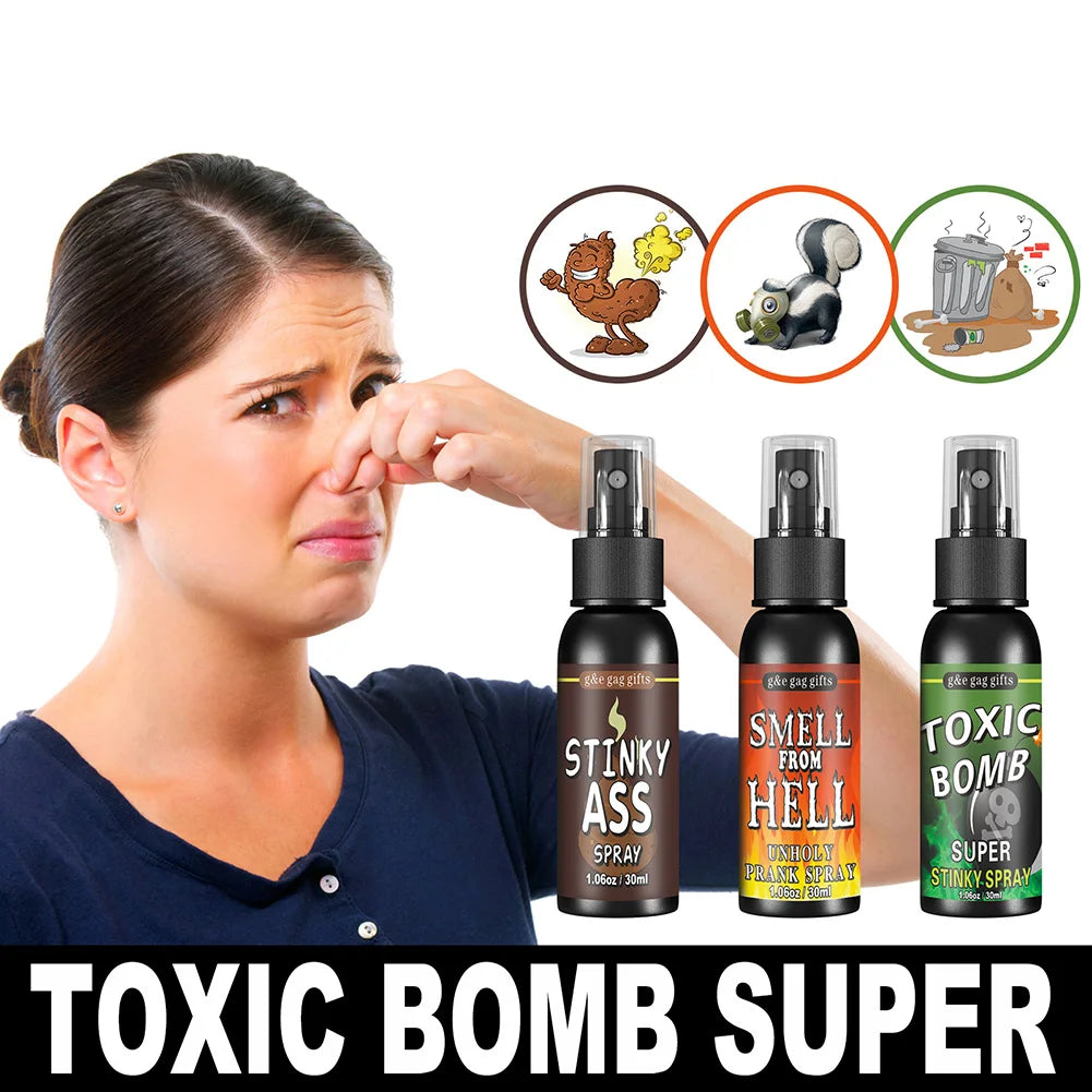 Plastic Gag Spray Can para adultos e crianças, não tóxico, brinquedos engraçados, fedido, brincadeira, festa de Halloween, 30ml