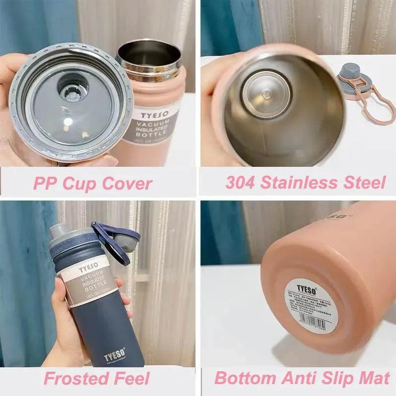 🧊🔥 Garrafa Térmica TYESO 750ml Inox – Isolamento a Vácuo | Copo de Viagem Infantil e Adulto | Caneca Térmica para Café e Bebidas Frias