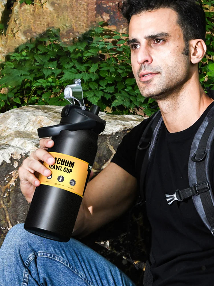 🥤 Garrafa Térmica Portátil em Aço Inoxidável 304 – Isolamento a Vácuo para Bebidas Frias e Quentes com Canudo | Ideal para Esportes e Viagens