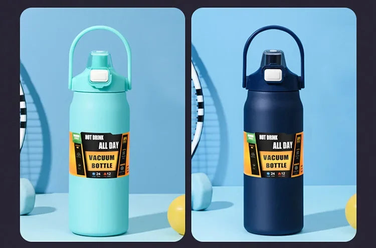 🥤 Garrafa Térmica Portátil em Aço Inoxidável 304 – Isolamento a Vácuo para Bebidas Frias e Quentes com Canudo | Ideal para Esportes e Viagens