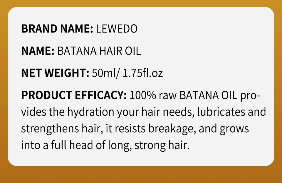 Lewedo Naturals Óleo de Batana Puro – Crescimento Rápido e Cuidado Saudável para Cabelos Masculinos e Femininos