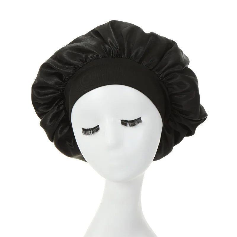 Touca de cabelo feminina para dormir à noite, touca de seda de cetim com dupla camada ajustável, chapéu para banho, acessórios para estilizar cabelos cacheados