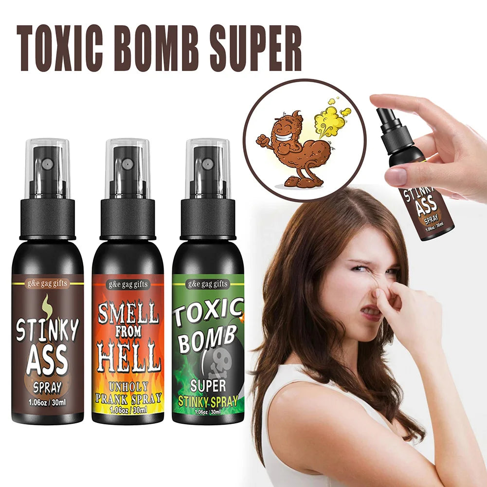 Plastic Gag Spray Can para adultos e crianças, não tóxico, brinquedos engraçados, fedido, brincadeira, festa de Halloween, 30ml