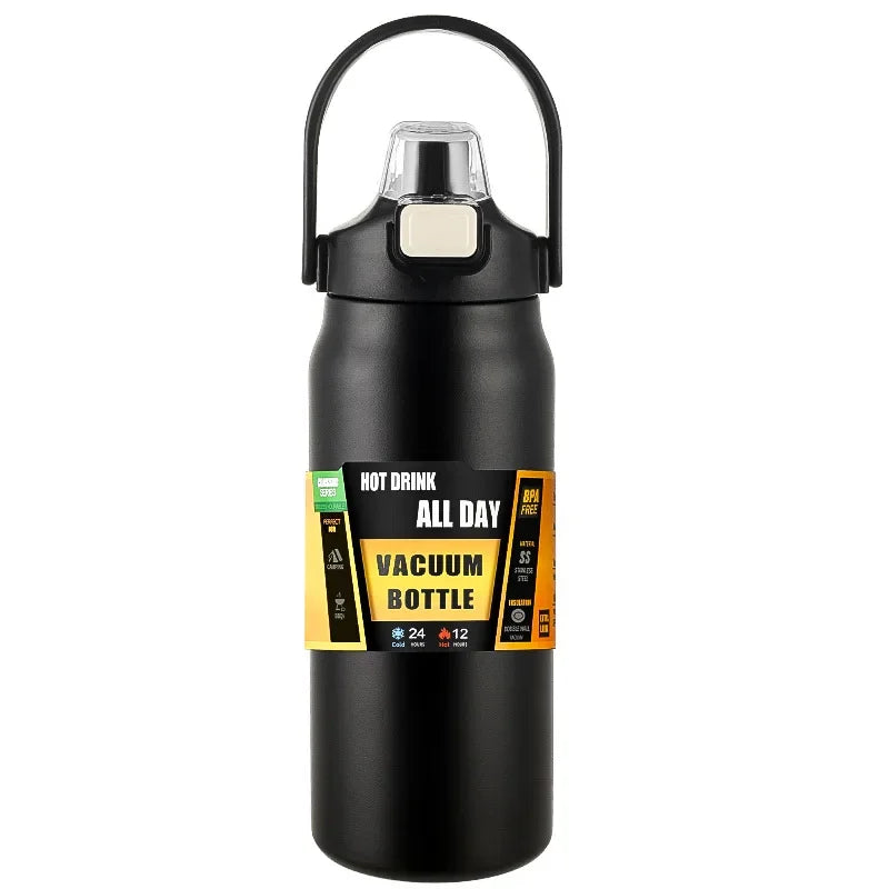 🥤 Garrafa Térmica Portátil em Aço Inoxidável 304 – Isolamento a Vácuo para Bebidas Frias e Quentes com Canudo | Ideal para Esportes e Viagens