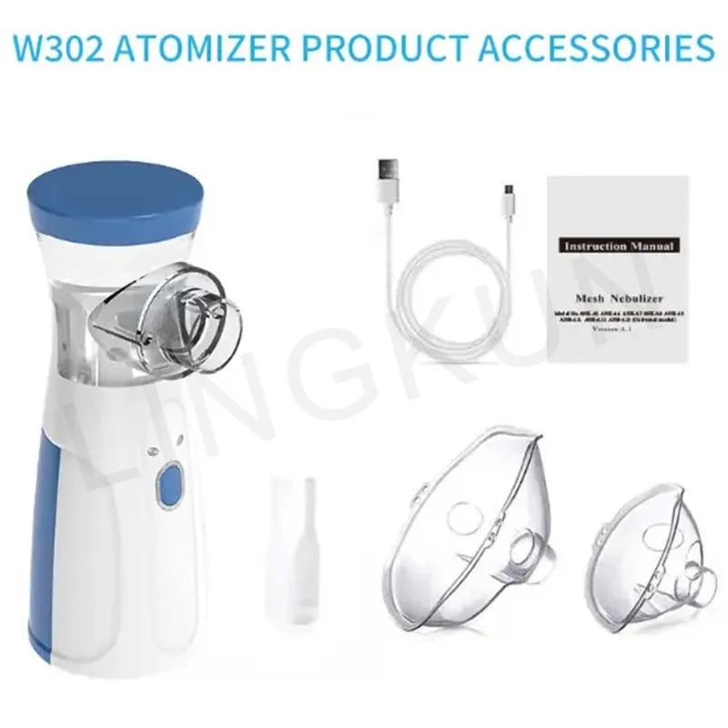 Nebulizador Médico Portátil de Malha Silenciosa – Inalador para Asma, Crianças e Adultos | Mini Atomizador USB com Umidificação