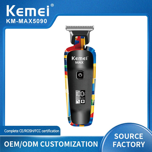 Kemei elétrica clippers moda graffiti usb barbear empurrador elétrico led lcd display digital barbeiro profissional KM-max5090