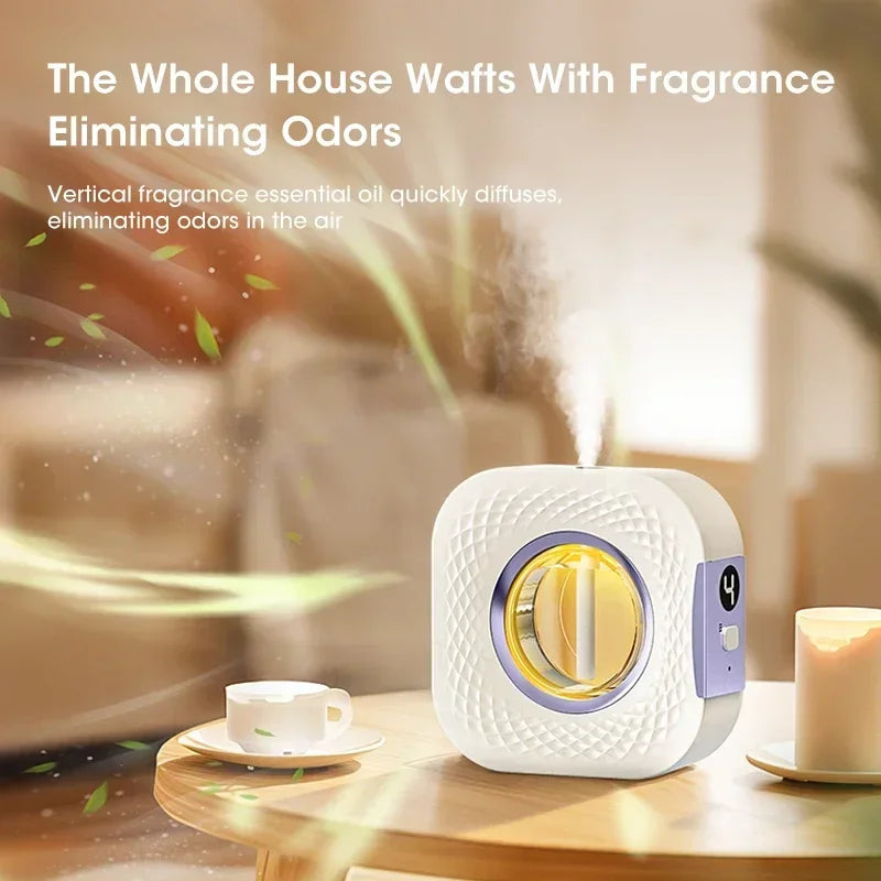 Difusor de Aroma Inteligente com Display Digital – Purificador de Ar com 4 Níveis de Intensidade | Para Óleos Essenciais | USB, Mesa ou Parede