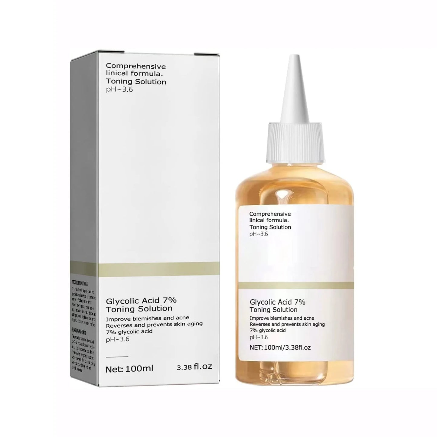 Solução Tonificante com Ácido Glicólico 7% – 100ml | Hidratação, Controle de Acne e Rejuvenescimento da Pele