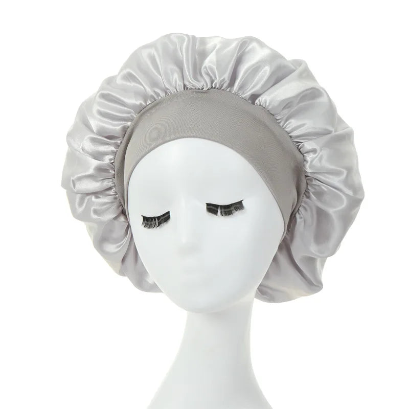 Touca de cabelo feminina para dormir à noite, touca de seda de cetim com dupla camada ajustável, chapéu para banho, acessórios para estilizar cabelos cacheados