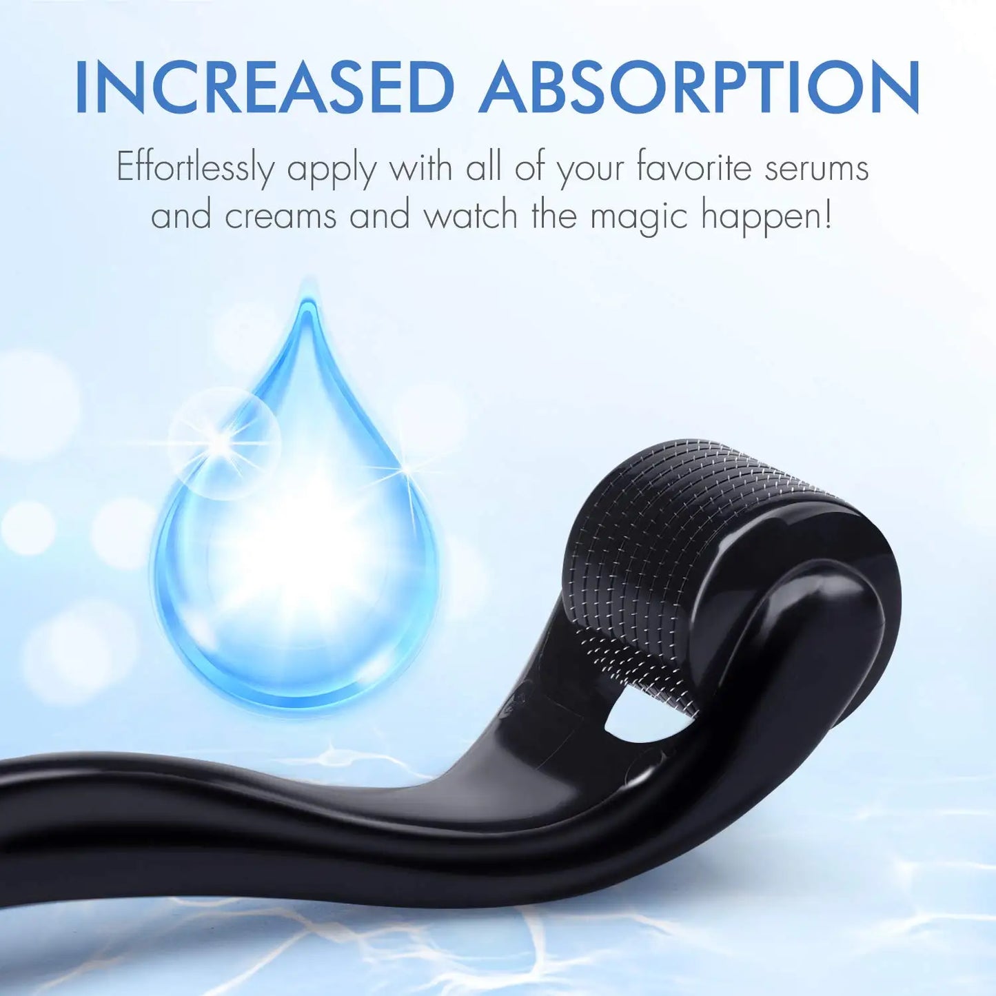 Derma Roller Facial e Corporal para Crescimento de Cabelo – 540 Agulhas (0.2mm, 0.25mm, 0.3mm)