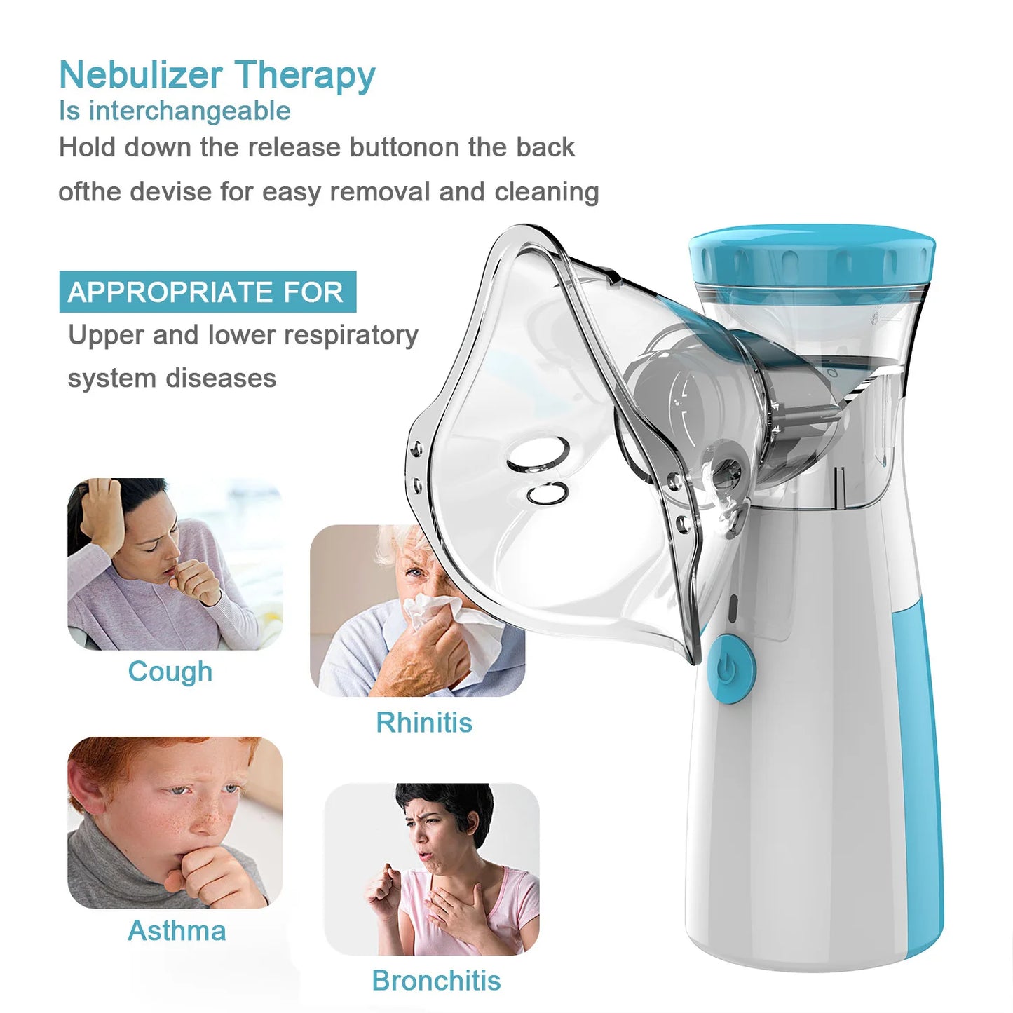 Nebulizador Médico Portátil de Malha Silenciosa – Inalador para Asma, Crianças e Adultos | Mini Atomizador USB com Umidificação