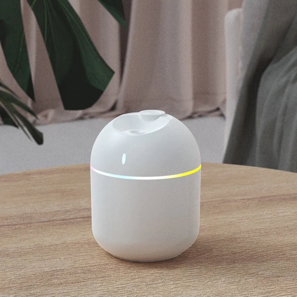 Umidificador de Ar 270ml com Luz Noturna LED – Difusor de Aroma USB com Névoa Fria e Desligamento Automático | Para Escritório e Casa