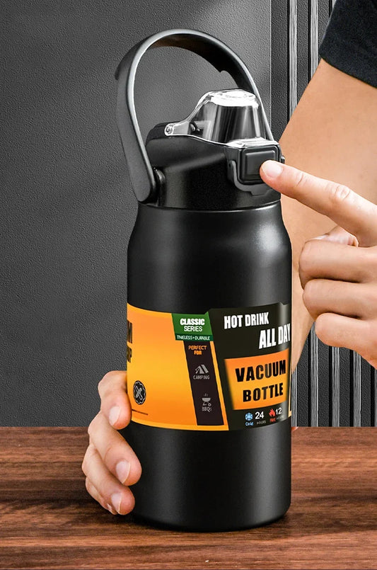 🥤 Garrafa Térmica Portátil em Aço Inoxidável 304 – Isolamento a Vácuo para Bebidas Frias e Quentes com Canudo | Ideal para Esportes e Viagens