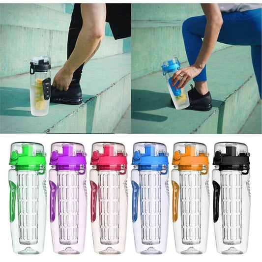Garrafa de água com infusor de frutas de 32 onças, garrafa de água de frutas sem BPA, garrafa de plástico esportivo com infusor de frutas, coqueteleira e garrafa de água para beber
