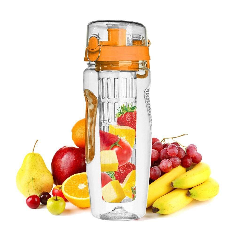 Garrafa de água com infusor de frutas de 32 onças, garrafa de água de frutas sem BPA, garrafa de plástico esportivo com infusor de frutas, coqueteleira e garrafa de água para beber