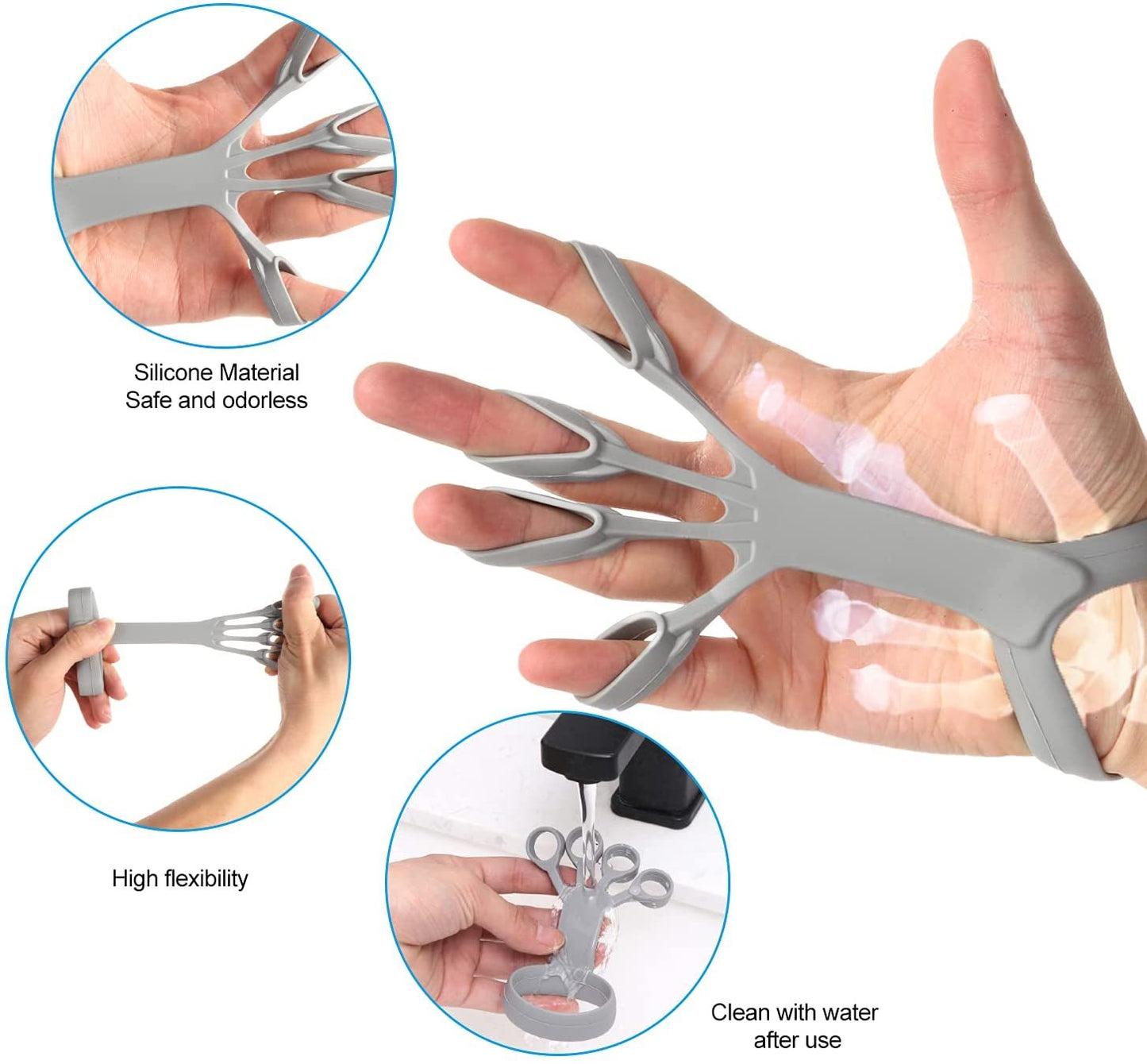 Dispositivo de silicone para exercícios de dedo, alongador para artrite, treinamento de fortalecimento e reabilitação para aliviar a dor